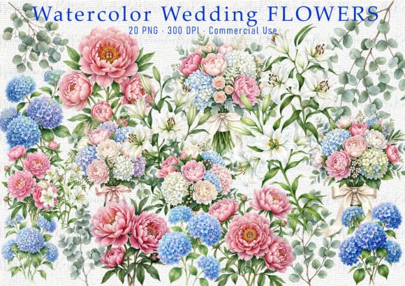 Classic Wedding Flowers Bundle: Watercolor Clipart for Every Occasion
