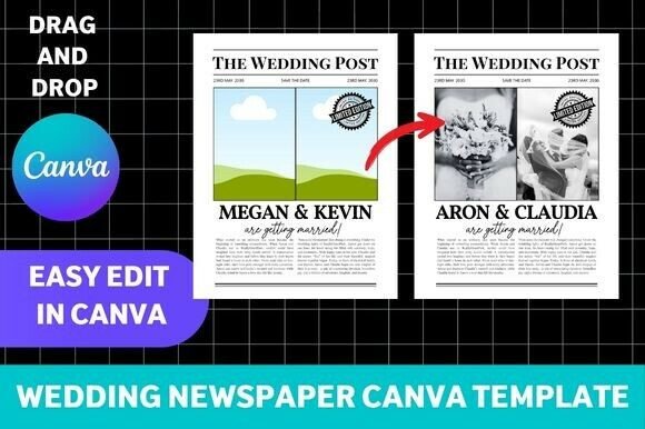 Create a Memorable Keepsake with a Wedding Newspaper Canva Template