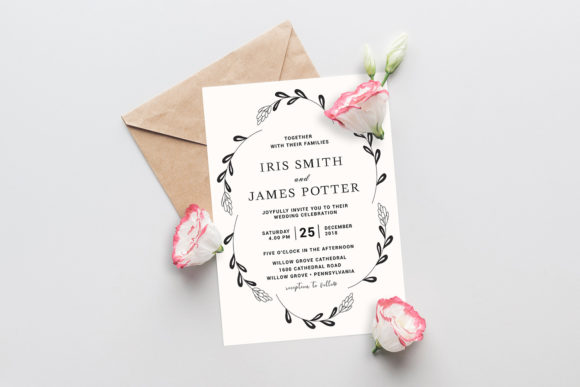 Floral Wreath Leafy Wedding Invitation: A Classy Botanical Frame