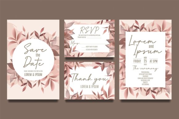 Timeless Autumn Charm: A Wedding Invitation with Brown Leaves