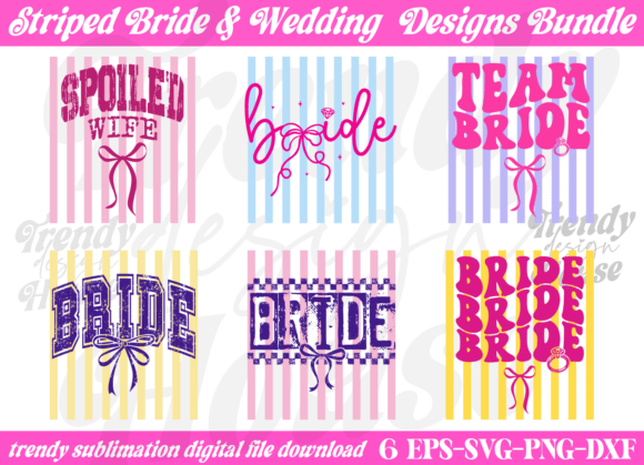Trendy Striped Bride PNG Bundle: Your Wedding Design Toolkit