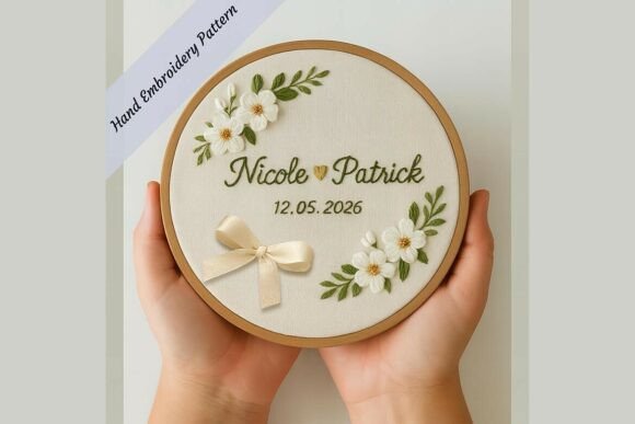 Wedding Floral Embroidery Pattern 11: A Modern Embroidery Hoop Design