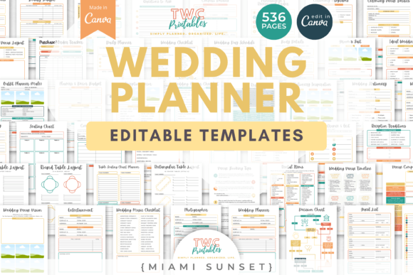 Wedding Planner Canva Templates | MIAMI: A Vibrant Organizer