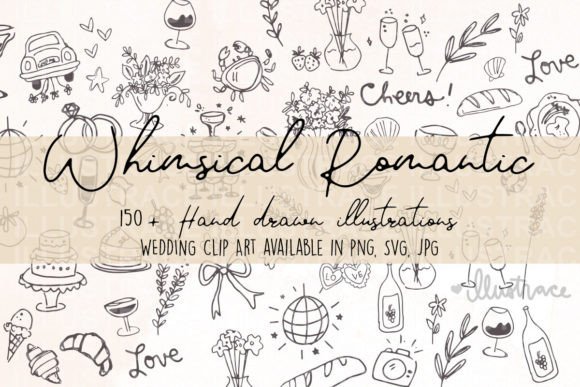 Whimsical Wedding Hand Drawn Icon Collection