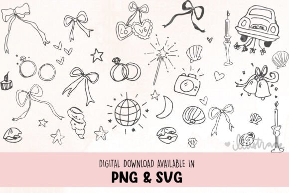 Whimsical Wedding Icon - Hand Drawn